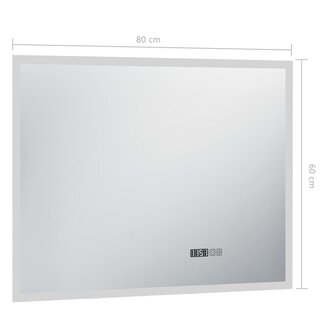 Badkamerspiegel LED met aanraaksensor en tijdweergave 80x60 cm 7