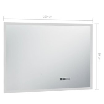 Badkamerspiegel LED met aanraaksensor en tijdweergave 100x60 cm 7
