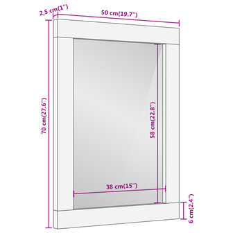Badkamerspiegel 50x70x2,5 cm massief mangohout en glas 9