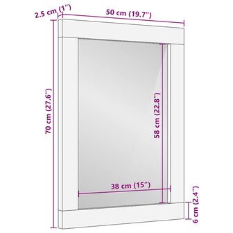 Badkamerspiegel 50x2,5x70 cm massief mangohout 9