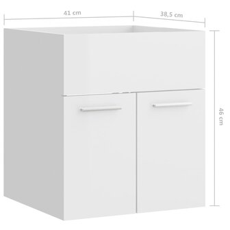 Wastafelkast 41x38,5x46 cm bewerkt hout hoogglans wit 8