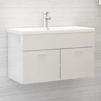 Wastafelkast 80x38,5x46 cm bewerkt hout hoogglans wit 1