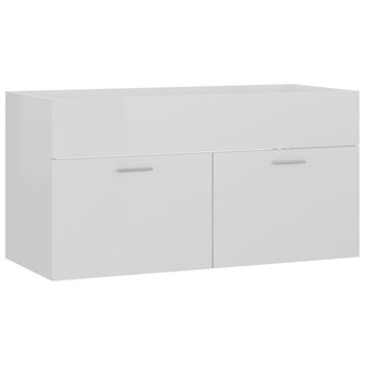 Wastafelkast 90x38,5x46 cm bewerkt hout hoogglans wit 2