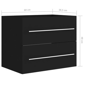 Wastafelkast 60x38,5x48 cm bewerkt hout zwart 8