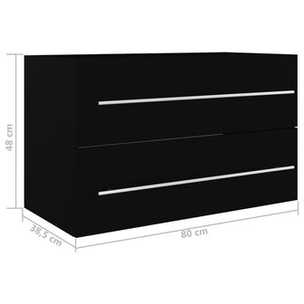 Wastafelkast 80x38,5x48 cm bewerkt hout zwart 7