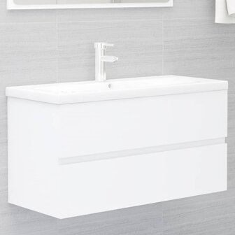 Wastafelkast 90x38,5x45 cm bewerkt hout wit 1