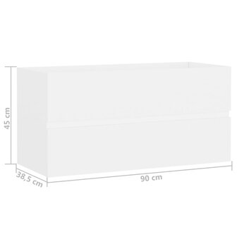 Wastafelkast 90x38,5x45 cm bewerkt hout wit 7