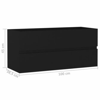 Wastafelkast 100x38,5x45 cm bewerkt hout zwart 7