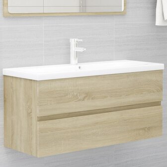 Wastafelkast 100x38,5x45 cm bewerkt hout sonoma eikenkleurig 1