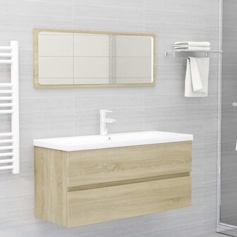 Wastafelkast 100x38,5x45 cm bewerkt hout sonoma eikenkleurig 3