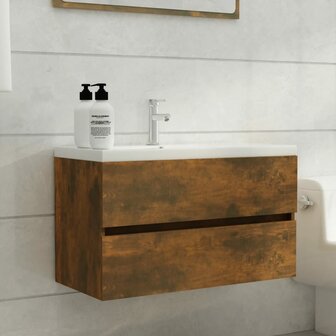 Wastafelkast 80x38,5x45 cm bewerkt hout gerookt eikenkleurig 1