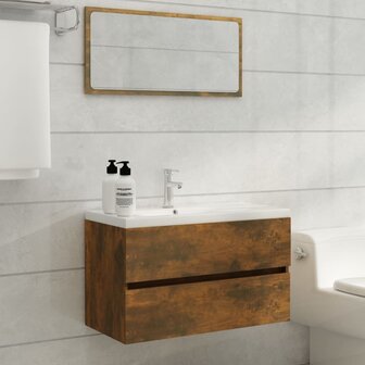 Wastafelkast 80x38,5x45 cm bewerkt hout gerookt eikenkleurig 3