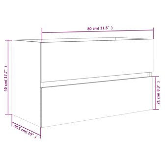 Wastafelkast 80x38,5x45 cm bewerkt hout gerookt eikenkleurig 9