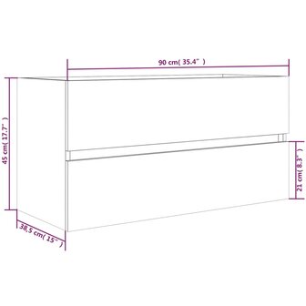 Wastafelkast 90x38,5x45 cm bewerkt hout gerookt eikenkleurig 9