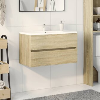 Wastafelkast 80x38,5x45 cm spaanplaat sonoma eikenkleurig 1