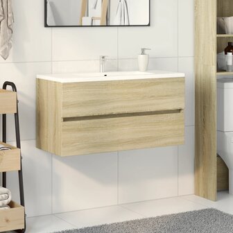 Wastafelkast 90x38,5x45 cm spaanplaat sonoma eikenkleurig 1