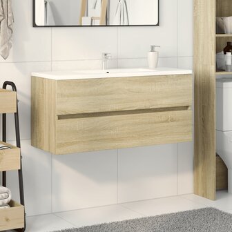 Wastafelkast 100x38,5x45 cm bewerkt hout sonoma eikenkleurig 3