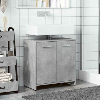 Wastafelkast 60x33x60 cm bewerkt hout betongrijs 3