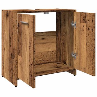 Wastafelkast 60x33x60 cm bewerkt hout oud houtkleurig 6