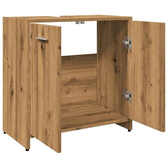 Wastafelkast 60x33x60 cm bewerkt hout artisanaal eikenkleurig 6