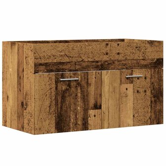 Wastafelkast 80x38,5x46 cm bewerkt hout oud houtkleurig 2