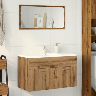 Wastafelkast 80x38,5x46 cm bewerkt hout artisanaal eikenkleur 3