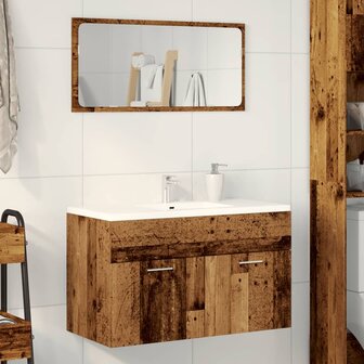 Wastafelkast 90x38,5x46 cm bewerkt hout oud houtkleurig 3