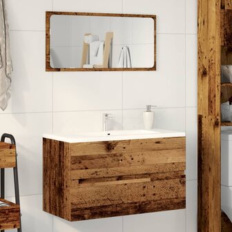 Wastafelkast 90x38,5x45 cm bewerkt hout oud houtkleurig 3