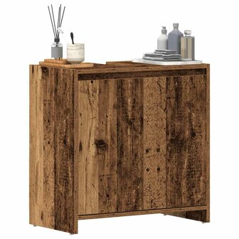 Wastafelkast 60x33x60 cm bewerkt hout oud houtkleurig 1