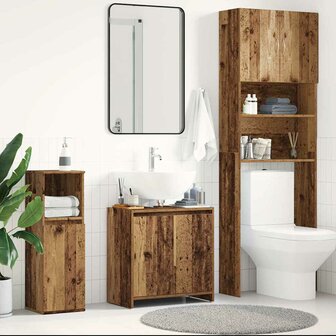 Wastafelkast 60x33x60 cm bewerkt hout oud houtkleurig 3