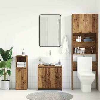 Wastafelkast 60x33x60 cm bewerkt hout oud houtkleurig 4