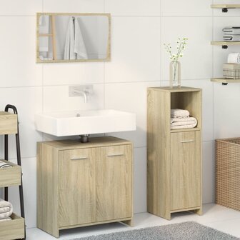 3-delige Badkamermeubelset bewerkt hout sonoma eikenkleurig 3