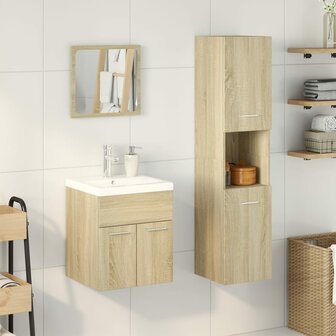 3-delige Badkamermeubelset bewerkt hout sonoma eikenkleurig 3