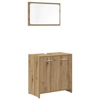 3-delige Badkamermeubelset bewerkt hout artisanaal eikenkleur 4