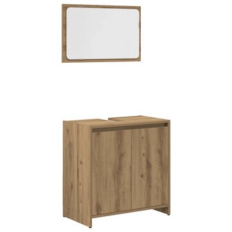 3-delige Badkamermeubelset bewerkt hout artisanaal eikenkleur 7