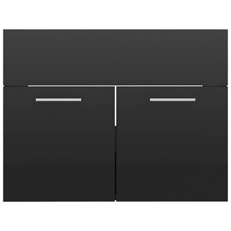 2-delige Badkamermeubelset bewerkt hout hoogglans zwart 8