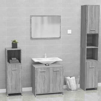 Badkamermeubelset bewerkt hout grijs sonoma eikenkleurig 1