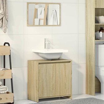 2-delige Badkamermeubelset bewerkt hout sonoma eikenkleurig 1