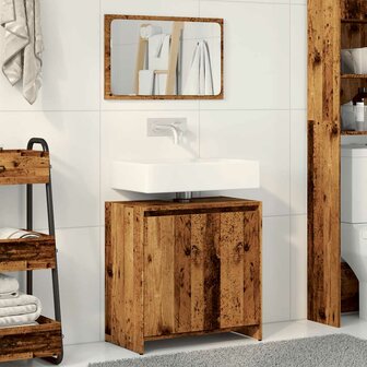 2-delige Badkamermeubelset bewerkt hout oud houtkleurig 3