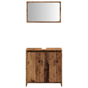2-delige Badkamermeubelset bewerkt hout oud houtkleurig 4