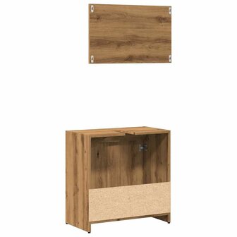 2-delige Badkamermeubelset bewerkt hout artisanaal eikenkleur 6