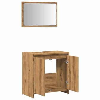 2-delige Badkamermeubelset bewerkt hout artisanaal eikenkleur 7