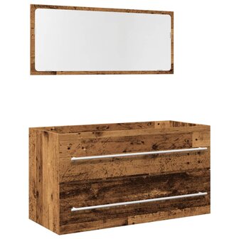 2-delige Badkamermeubelset bewerkt hout oud houtkleurig 2
