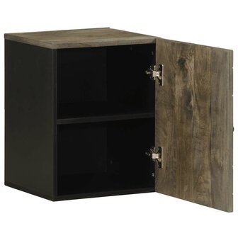 Badkamerkast wandgemonteerd 38x33x48 cm massief mangohout zwart 2