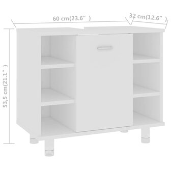Badkamerkast 60x32x53,5 cm bewerkt hout wit 9