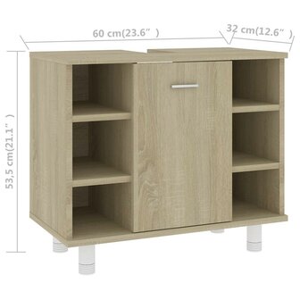 Badkamerkast 60x32x53,5 cm bewerkt hout sonoma eikenkleurig 9
