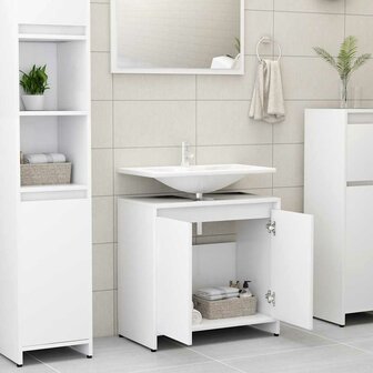Badkamerkast 60x33x61 cm bewerkt hout wit 3