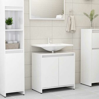 Badkamerkast 60x33x61 cm bewerkt hout hoogglans wit 1