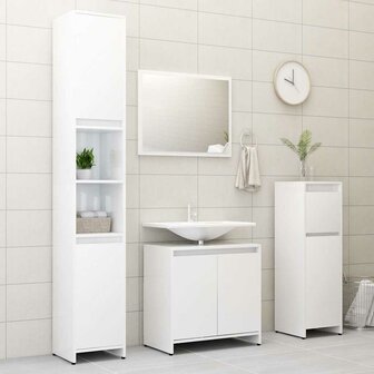 Badkamerkast 60x33x61 cm bewerkt hout hoogglans wit 9