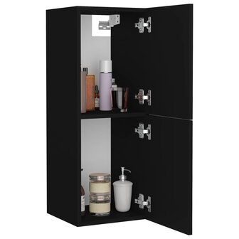 Badkamerkast 30x30x80 cm bewerkt hout zwart 7